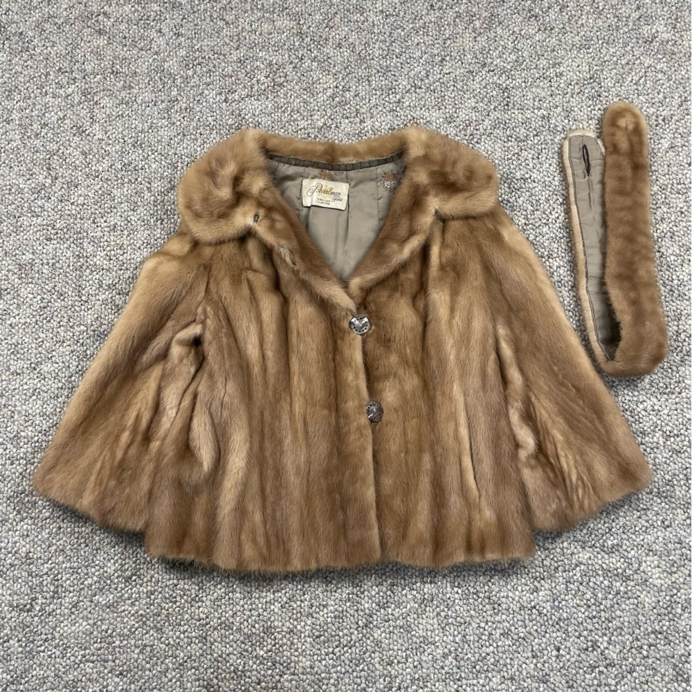 Vintage Pearlman Furs High Quality Real Mink Fur Coat Jacket Light Brown Size S